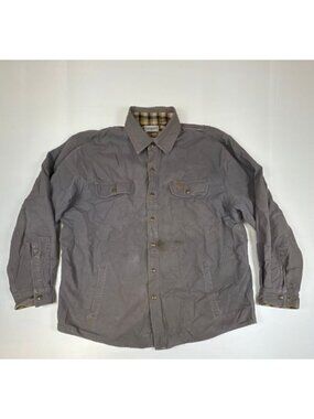 Carhartt Shirt Jacket XL Gray Canvas Flannel Lined Work Shacket Hubbart 100590